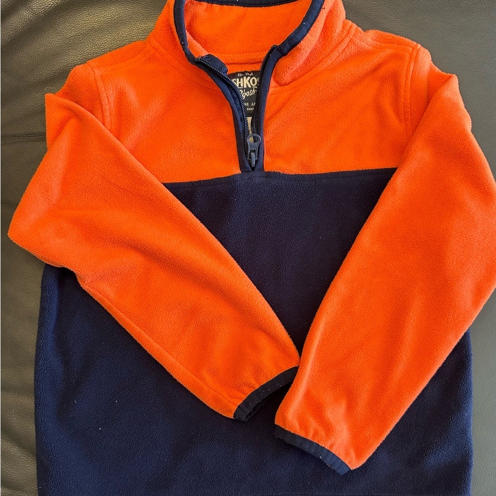 Kids Orange and Navy Fleece Pullover